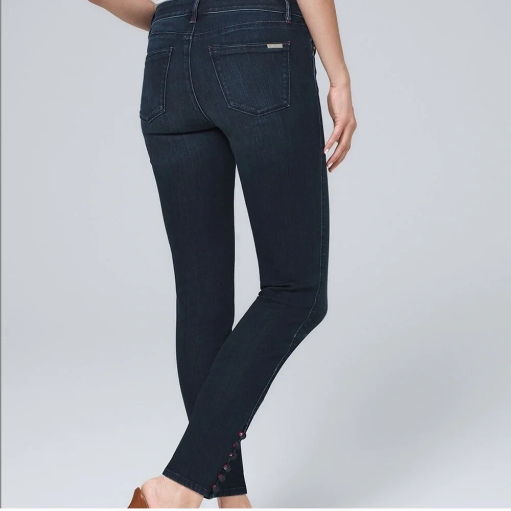 WHBM Skinny Ankle Jeans Button Hem